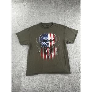 Bone‎ Collector T Shirt Men XL American Flag Skull Cotton Short Sleeve
